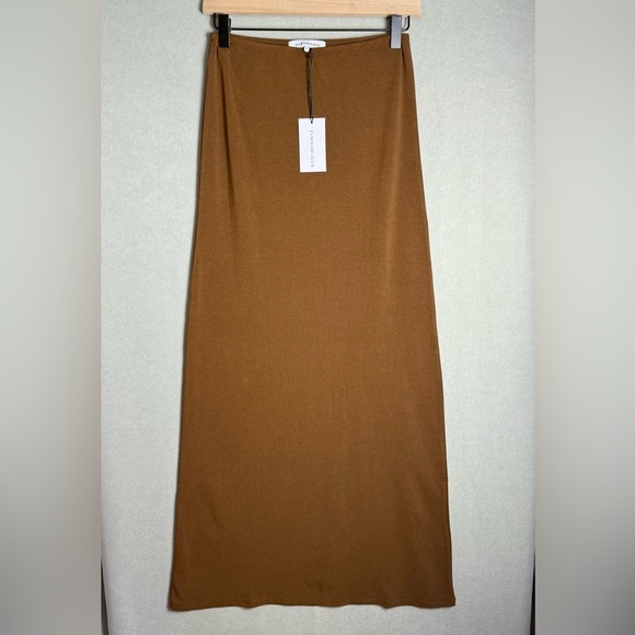 Brand New WeWoreWhat Women's Pull On Midi Skirt Jersey SDL Saddle Brown size  XS - Picture 1 of 9